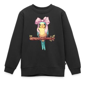Coquette Cockatiel Perruche Perroquet - Sweat Premium enfant bio - noir - Devant - AI Model Kid Female (0cm)