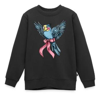 Coquette Bow Perruche Perruche Perroquet - Sweat Premium enfant bio - noir - Devant - AI Model Kid Female (0cm)