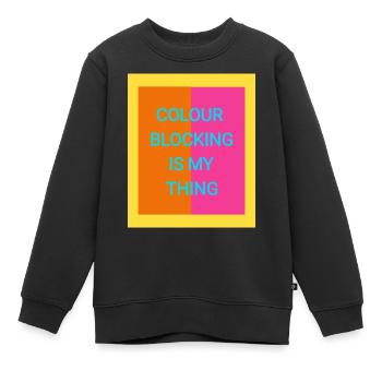 Colour Blocking - Kids Premium Organic Sweatshirt - black - Front - AI Model Kid Female (0cm)