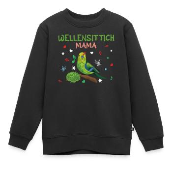 Wellensittich Mama Bunte Melodien - Kinder Premium Organic Sweatshirt - Schwarz - Vorne - AI Model Kid Female (0cm)