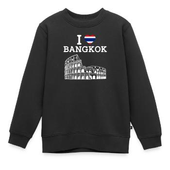 J’aime Bangkok Colisée Jeu de mots Thaïlande Drapeau du cœur - Sweat Premium enfant bio - noir - Devant - AI Model Kid Female (0cm)