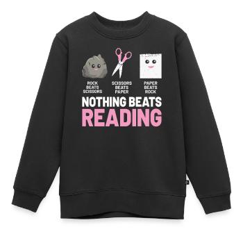 Rien ne vaut la lecture Rock Paper Scissors Drôle - Sweat Premium enfant bio - noir - Devant - AI Model Kid Female (0cm)
