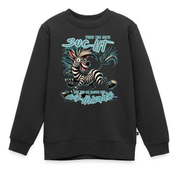 Zèbre Si tu me cherches Folie - Sweat Premium enfant bio - noir - Devant - AI Model Kid Female (0cm)