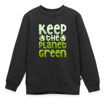 Keep The Planet Green Earth Day Planet - Kinder Premium Organic Sweatshirt - Schwarz - Vorne - AI Model Kid Female (0cm)