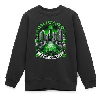 Chicago se met au vert - Sweat Premium enfant bio - noir - Devant - AI Model Kid Female (0cm)