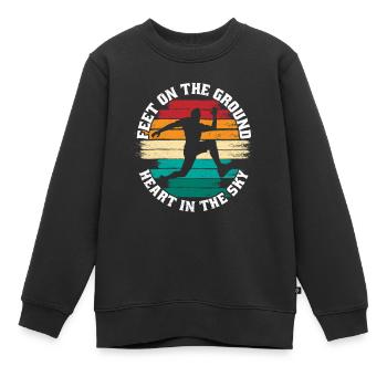 Saut en longueur Saut long - Sweat Premium enfant bio - noir - Devant - AI Model Kid Female (0cm)