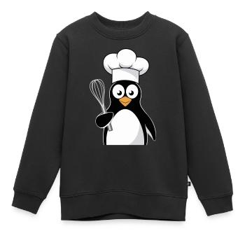 Pingouin Cuisinier avec motif de fouet - Sweat Premium enfant bio - noir - Devant - AI Model Kid Female (0cm)