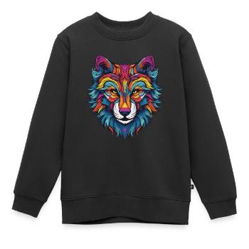 Wolf Portrait - Kinder Premium Organic Sweatshirt - Schwarz - Vorne - AI Model Kid Female (0cm)