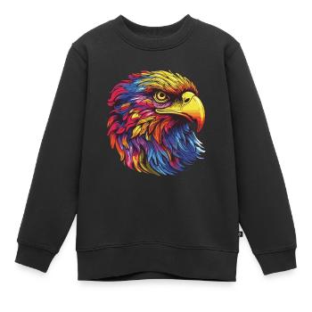 Portrait d’aigle - Sweat Premium enfant bio - noir - Devant - AI Model Kid Female (0cm)