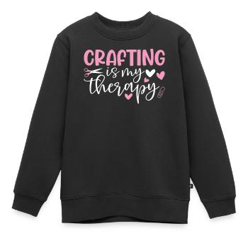L’artisanat est ma thérapie Artisanat drôle Crochet - Sweat Premium enfant bio - noir - Devant - AI Model Kid Female (0cm)