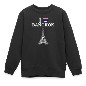 J’aime Bangkok Cool Thaïlande Jeu de mots Tour Eiffel Fun - Sweat Premium enfant bio - noir - Devant - AI Model Kid Female (0cm)