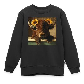 Bison - Kinder Premium Organic Sweatshirt - Schwarz - Vorne - AI Model Kid Female (0cm)