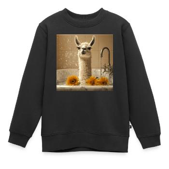 Lama - Kinder Premium Organic Sweatshirt - Schwarz - Vorne - AI Model Kid Female (0cm)