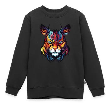 Tête de portrait de chat - Sweat Premium enfant bio - noir - Devant - AI Model Kid Female (0cm)