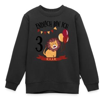 Anniversaire Lion 3 ans Leo Cadeau de fête - Sweat Premium enfant bio - noir - Devant - AI Model Kid Female (0cm)
