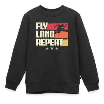 Saut en longueur, saut en longueur, mouche, atterrissage, répétition - Sweat Premium enfant bio - noir - Devant - AI Model Kid Female (0cm)