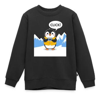 Lustiger Pinguin Fotograf Klick Moment - Kinder Premium Organic Sweatshirt - Schwarz - Vorne - AI Model Kid Female (0cm)