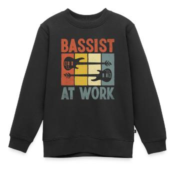 Bassiste Au Travail Bassiste Musicien - Sweat Premium enfant bio - noir - Devant - AI Model Kid Female (0cm)