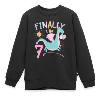 7ème anniversaire Fille Dracon 7 ans Cadeaux - Sweat Premium enfant bio - noir - Devant - AI Model Kid Female (0cm)