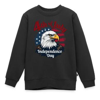 Amérique USA Eagle 4 juillet Jour de l’indépendance - Sweat Premium enfant bio - noir - Devant - AI Model Kid Female (0cm)