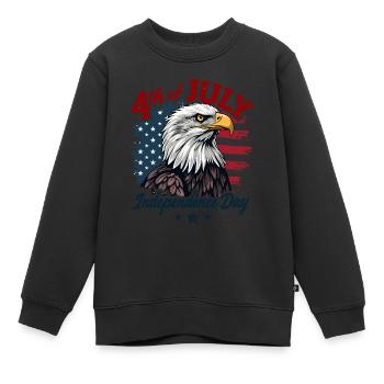 Amérique USA Eagle 4 juillet Jour de l’indépendance - Sweat Premium enfant bio - noir - Devant - AI Model Kid Female (0cm)