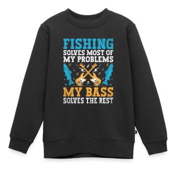 La pêche résout la plupart de mes problèmes My Bass Targets - Sweat Premium enfant bio - noir - Devant - AI Model Kid Female (0cm)