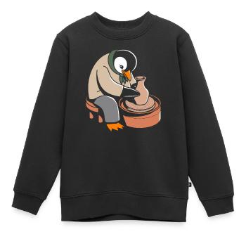 Pinguin Töpferei Kunsthandwerk Leidenschaft - Kinder Premium Organic Sweatshirt - Schwarz - Vorne - AI Model Kid Female (0cm)
