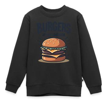 Burgers are my Soulmate Hamburger Fast Food - Kinder Premium Organic Sweatshirt - Schwarz - Vorne - AI Model Kid Female (0cm)