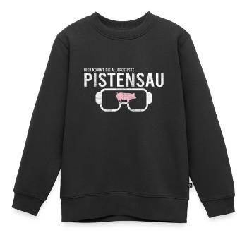 Pistensau Skifahrer Fun Shirt - Kinder Premium Organic Sweatshirt - Schwarz - Vorne - AI Model Kid Female (0cm)