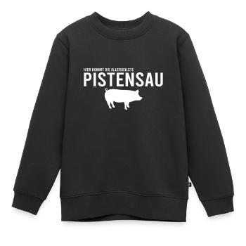 Pistensau Skifahrer Fun - Kinder Premium Organic Sweatshirt - Schwarz - Vorne - AI Model Kid Female (0cm)