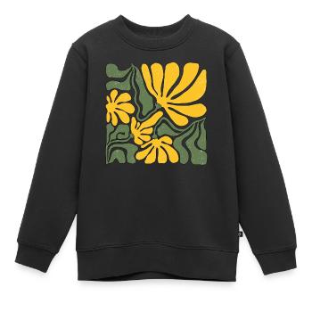 Art floral abstrait jaune et vert - Sweat Premium enfant bio - noir - Devant - AI Model Kid Female (0cm)