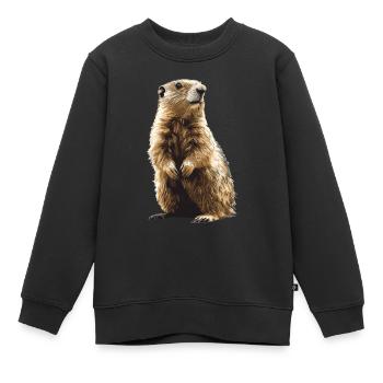 Marmottes Marmottes - Sweat Premium enfant bio - noir - Devant - AI Model Kid Female (0cm)