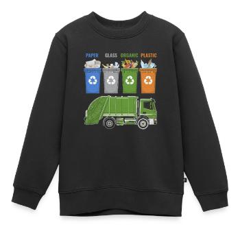 Recycling Trash Garbage Truck Trash Collector - Kids Premium Organic Sweatshirt - black - Front - AI Model Kid Female (0cm)