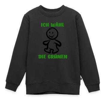Ich wähl die Grünen - Wähler - Stimme - Kinder Premium Organic Sweatshirt - Schwarz - Vorne - AI Model Kid Female (0cm)