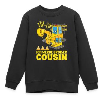 Ich Werde Großer Cousin 2026 Bagger bald Großer - Kinder Premium Organic Sweatshirt - Schwarz - Vorne - AI Model Kid Female (0cm)