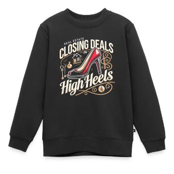 Geschäftsabschlüsse in High Heels - Kinder Premium Organic Sweatshirt - Schwarz - Vorne - AI Model Kid Female (0cm)