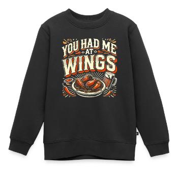 Du hattest mich bei den Flügeln - Kinder Premium Organic Sweatshirt - Schwarz - Vorne - AI Model Kid Female (0cm)