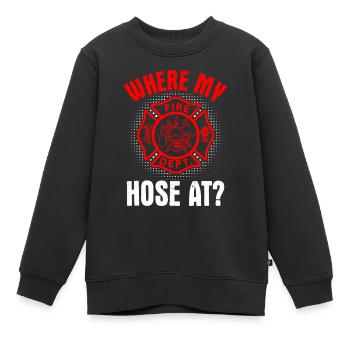 Wo Mein Schlauch an der lustigen Feuerwehr-Roten Linie - Kinder Premium Organic Sweatshirt - Schwarz - Vorne - AI Model Kid Female (0cm)