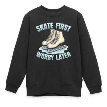 patineur patineur patin à glace patin à glace - Sweat Premium enfant bio - noir - Devant - AI Model Kid Female (0cm)