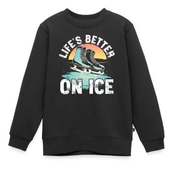 patineur patineur patin à glace patin à glace - Sweat Premium enfant bio - noir - Devant - AI Model Kid Female (0cm)
