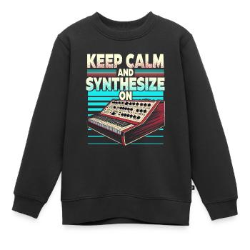 Synthesizer Synth Keep Calm And Synthesize On - Kids Premium Organic Sweatshirt - black - Front - AI Model Kid Female (0cm)