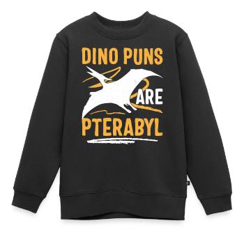 Drôle de Dino Jeu de mots Ptérodactyle - Sweat Premium enfant bio - noir - Devant - AI Model Kid Female (0cm)