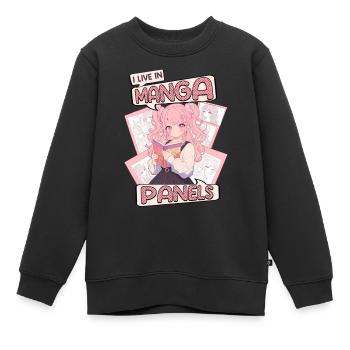 Manga Livres Amateurs de manga - Sweat Premium enfant bio - noir - Devant - AI Model Kid Female (0cm)
