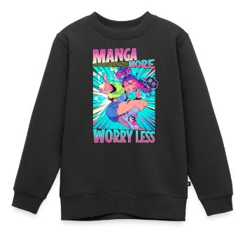 Manga Livres Amateurs de manga - Sweat Premium enfant bio - noir - Devant - AI Model Kid Female (0cm)