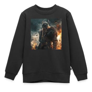 Wikinger - Kinder Premium Organic Sweatshirt - Schwarz - Vorne - AI Model Kid Female (0cm)