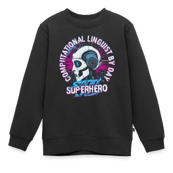 Linguiste computationnel Syntax Hero By Night - Sweat Premium enfant bio - noir - Devant - AI Model Kid Female (0cm)