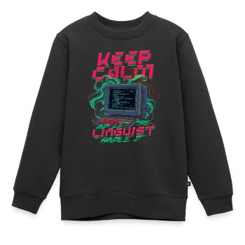 Le linguiste computationnel laisse le linguiste s’en occuper - Sweat Premium enfant bio - noir - Devant - AI Model Kid Female (0cm)