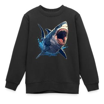 Grands requins blancs Grand requin blanc - Sweat Premium enfant bio - noir - Devant - AI Model Kid Female (0cm)