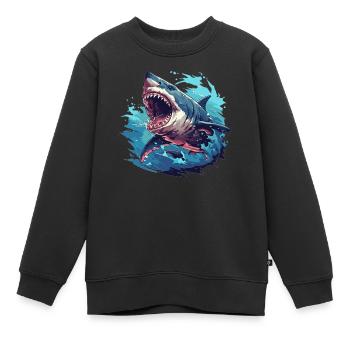 Grands requins blancs Grand requin blanc - Sweat Premium enfant bio - noir - Devant - AI Model Kid Female (0cm)