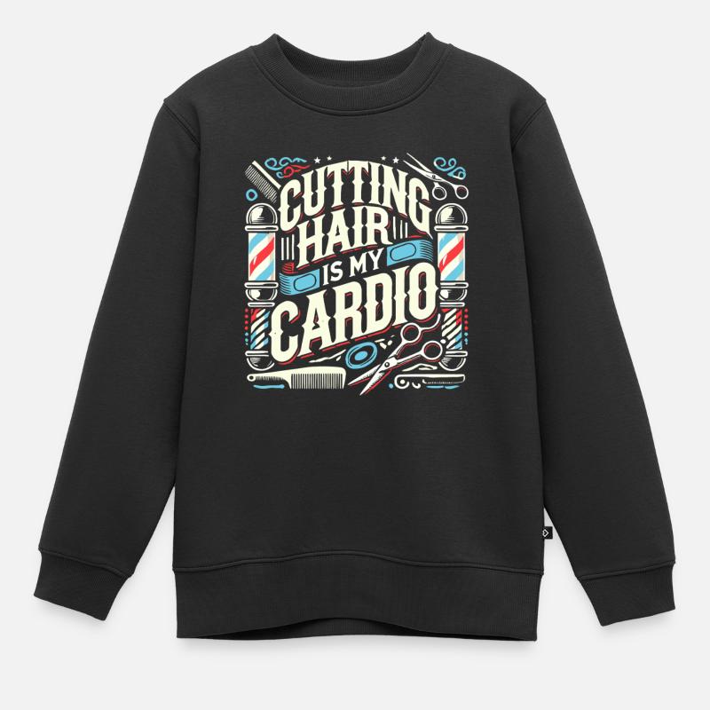 Haare schneiden ist mein Training - Kinder Premium Organic Sweatshirt - Schwarz